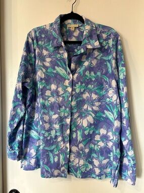 Appleseed's Blue, Teal & White Floral Button-Down Shirt